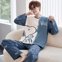 Pijama solto de manga comprida masculino, terno esportivo de lazer, conjuntos caseiros, primavera e outono, 2 peças na internet