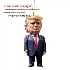 Natal acrílico pendurado ornamento para carro e árvore, pingente dos desenhos animados engraçados, Trump-Inspirado, presente perfeito do feriado, 1pc