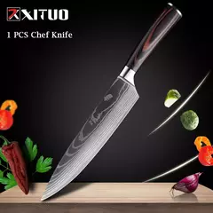 XITUO-Laser Damasco Padrão Facas de Cozinha Set, Faca Chef, Ultra-Sharp, Santoku, Cutelo, Corte, Utilidade, Fruta, 1-10pcs - Wolf Magazine