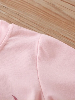 Desenhos animados unicórnio impressão algodão pijama conjuntos para meninas, gola casual, rosa, 2pcs na internet