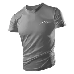 Imagem do Camiseta casual com gola redonda masculina, manga curta solta, confortável, top de secagem rápida, estilo esportivo ao ar livre, moda quatro estações