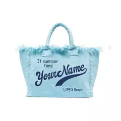 Bolsa de lona elegante e personalizável para mulheres, praia de verão, grande capacidade, bolsa pendular, presentes de casamento