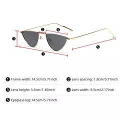 Óculos de sol triangulares femininos, óculos de sol de liga vintage, únicos e elegantes, tons pretos e dourados, verão, novo, 2024 - loja online