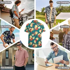Camiseta havaiana masculina de manga curta, estampa de ovelha 3D, roupas de praia soltas, camisas grandes, verão - loja online