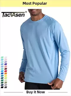 TACVASEN-Homens à Prova de UV Hoodie Manga Longa, Proteção Solar Camisetas, Respirável, Leve, Secagem Rápida, Casual Camisetas Masculinas