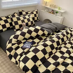 Conjunto de cama estilo xadrez, capa de edredom para pele, lençol fronha, roupa de cama de casa, solteiro, completo, queen, king size - Wolf Magazine