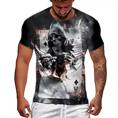 Imagem do Camiseta de crânio extragrande manga curta masculina, streetwear de hip-hop, blusa casual, camiseta Harajuku, Y2k, roupa gola O, tendência