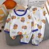 Pijama de algodão puro para meninos e meninas, camiseta fina de manga comprida, tops e calças lindos desenhos animados, conjuntos de roupas infantis, verão, novo, 2022