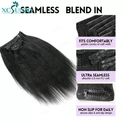 Clipe de borda invisível ins extensões de cabelo humano yaki em linha reta injetado fita do plutônio clipe de trama em extensões de cabelo 7 pçs/set clipe no cabelo - comprar online