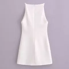 TRAF-Mini vestido de cabedal feminino fora do ombro, elegante vestidos de festa, branco, preto, vermelho, azul, curto, verão, novo - loja online