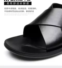 Sandálias para homens chinelos de couro genuíno marca de luxo moda masculina apartamentos casuais antiderrapantes praia sandalia zapatos hombre 2024 na internet