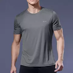 Manga Curta Masculina Esporte T-Shirt, Camiseta de Corrida Rápida, Camisa de Fitness Respirável, Top De Seda De Gelo, Camisas De Futebol De Ginásio, Roupas Masculinas na internet