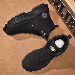 Botas de couro masculinas, tops altos, sapatos casuais, moda de rua jovem, combina com tudo, trabalho masculino, outono, novo