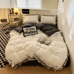 Conjunto de lençóis estilo renda, roupa de cama bowknot, cama Skin-Friendly, solteiro, casal, rainha, cama king size - Wolf Magazine