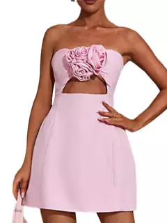 Aoaiiys-Mini Vestido Floral Sem Encosto Feminino, Vestidos Sólidos, Sem Alças, Elegante, Sexy, Sem Mangas, Moda, Verão, Novo - Wolf Magazine