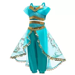 Imagem do Michella moda meninas teal-azul princesa jasmim cosplay vestido de halloween vestido de festa de aniversário