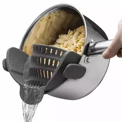 Imagem do Universal Silicone Anti-derramamento Pasta Coador, Clip-on Pan Pot, Produto comestível, arroz, frutas, coador, ferramentas de cozinha
