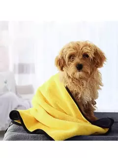 Toalha absorvente de água e secagem rápida para cães e gatos, feita de material veludo coral, grosso e macio - Wolf Magazine