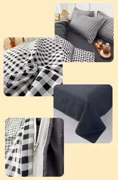 Preto branco pequenos verifica impresso conjunto de cama floral capa edredão fronha conjunto cama folha colcha único rainha rei tamanho - loja online