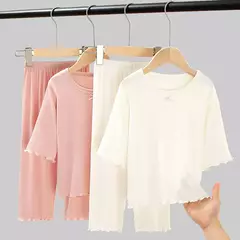 Pijama infantil de algodão orgânico com conjuntos de shorts, pijamas macios e confortáveis para meninas, eco friendly, sono noturno suave, verão - Wolf Magazine