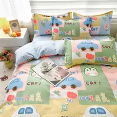 Imagem do Egw-roupa de cama para menino e menina, jogo de cama com desenhos animados, cinza, leão, rosa, urso, fronha, impresso, casa, criança, 3pcs