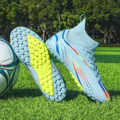 Botas masculinas de futebol longas, sapatos de futebol ao ar livre, grampos internos, futsal confortável, confortável antiderrapante, FG, TF, fósforo para meninos na internet