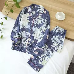 Pijama de manga comprida para senhoras, pijamas, pijamas femininos, 100% viscose, plus size, 3XL, novo para primavera e verão - loja online
