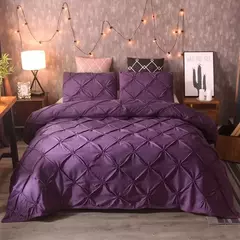 Pinch plissado conjuntos de cama de poliéster, Black Duvet Cover Set, Bedclothes King Size, Luxo Home and Hotel Use, sem enchimento, sem folha, 2 pcs, 3pcs