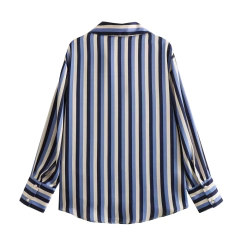 PB & ZA-Camisa feminina de textura cetim de seda, casual e versátil, nova moda, primavera, 2022