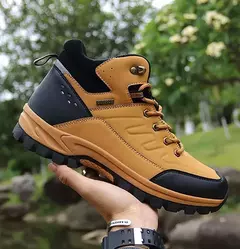 Botas de neve de couro quente masculinas, tênis de caminhada ao ar livre, sapat na internet