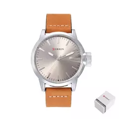 Curren-Relógio Quartz Masculino, Azul, Simples, Negócios, Marrom, Pulseira de Couro, Display Analógico, Relógios de Pulso Masculino, Presente Relógio, Moda, 8208 - comprar online