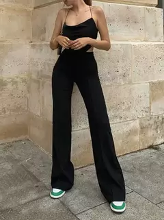 Calça feminina casual de cintura alta, temperamento pendular, moda feminina, micro calças largas, roupa simples, outono, nova - loja online