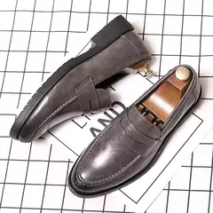Primavera e outono dos homens sapatos pretos sapatos de vestido mocassins de couro casual para a tendência da moda de luxo masculino estilo britânico deslizamento em sapatos