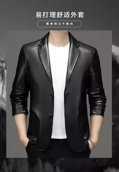 Outono novo casaco de couro masculino terno lapela negócios casual jaqueta de couro masculino
