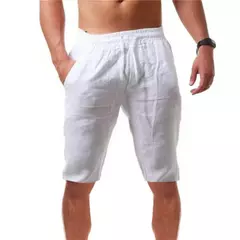 Respirável Shorts De Linho De Algodão dos homens, Calças Masculinas Verão, Calças Curtas de Cor Sólida, Fitness Streetwear, S-3XL - comprar online