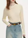 FSLE-Camisola de lã de manga comprida feminina, top fino, macio, pulôver fino, senhora do escritório, outono, 24FS13096