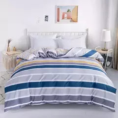 Listrado impressão algodão Duvet Cover Set, Soft Skin Friendly cama fronha, 1PC, 2PC, 3 PCs, 100% algodão - loja online