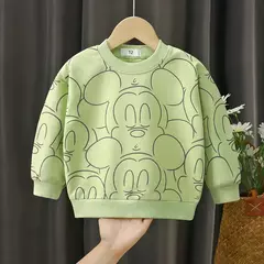 Moletom de manga comprida Disney mickey, roupas infantis, pulôver solto com gola redonda, camisa básica para menino e menina, tops da moda outono - Wolf Magazine