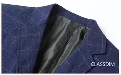 Blazers xadrez azul casual slim fit masculino, jaquetas de negócios, roupas formais, casacos masculinos, novos, primavera, outono, tamanho 4XL - loja online