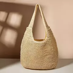 Gusure casual palha sacos de ombro das mulheres de vime tecido senhoras bolsas artesanais praia verão grandes totes saco bohemia