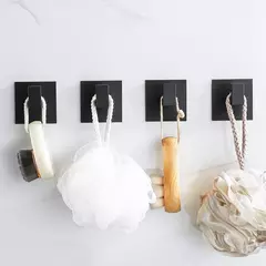 Imagem do Gancho de parede adesiva forte para cozinha e banheiro, adesivo preto, cabide, cabide, roupeiro, 3m, 1-4pcs