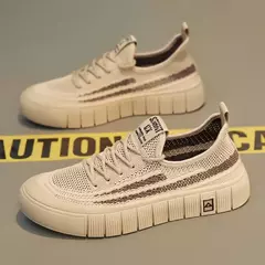 Tênis de malha respirável masculino, leve, confortável, meias antiderrapantes, sapatos esportivos e de lazer, tendência, verão