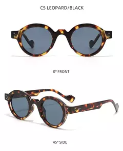 Óculos redondos punk para homens e mulheres, tons de cor dupla, decoração rebites retrô, moldura de lente clara, tendência, UV400 na internet