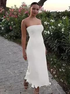 Vestido maxi fino bustier feminino, sem mangas, sem costas, vestidos de bainha enrolados, robe de festa feminino, monocromático, moda sexy, verão, novo, 2022 - loja online