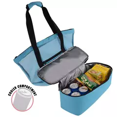 Imagem do Grande bolsa de malha transparente de camada dupla para mulheres, alta capacidade, preservação de calor, piquenique, praia, bolsa, escritório, almoço, lanches, bolsa