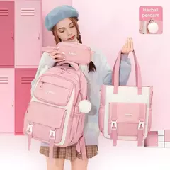School Bag Set Inclui Study Bag e Pencil Case, Mochila de grande capacidade, Charme impermeável dos desenhos animados, Mochila de viagem ao ar livre, 3 pcs - Wolf Magazine