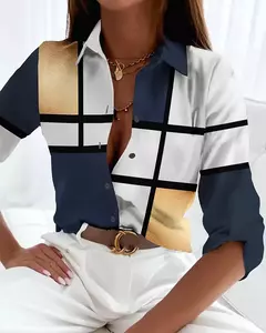 Novo Temperamento Camisa Solta Mulher Moda Elegante Casual Mulher Camisa Manga Longa Blusa Fim de Semana Top na internet