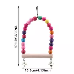 Imagem do 8 pçs conjunto combinação papagaio pássaro brinquedos artigos de madeira mordida pet pássaro brinquedos para papagaio treinamento pássaro brinquedo balanço bola sino em pé