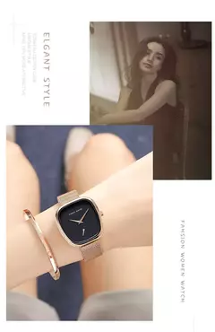 Relógio de pulso de quartzo oval estilo minimalista feminino, barril de vinho, ouro rosa, preto, cronômetro, elegante, 34mm, novo, 2023 - comprar online