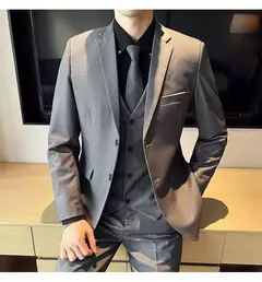 Terno de casamento casual de negócios masculino, conjunto de 3 peças, colete e calças masculinas bonitas de banquete, alta qualidade, nova moda, R$ 2020 - Wolf Magazine
